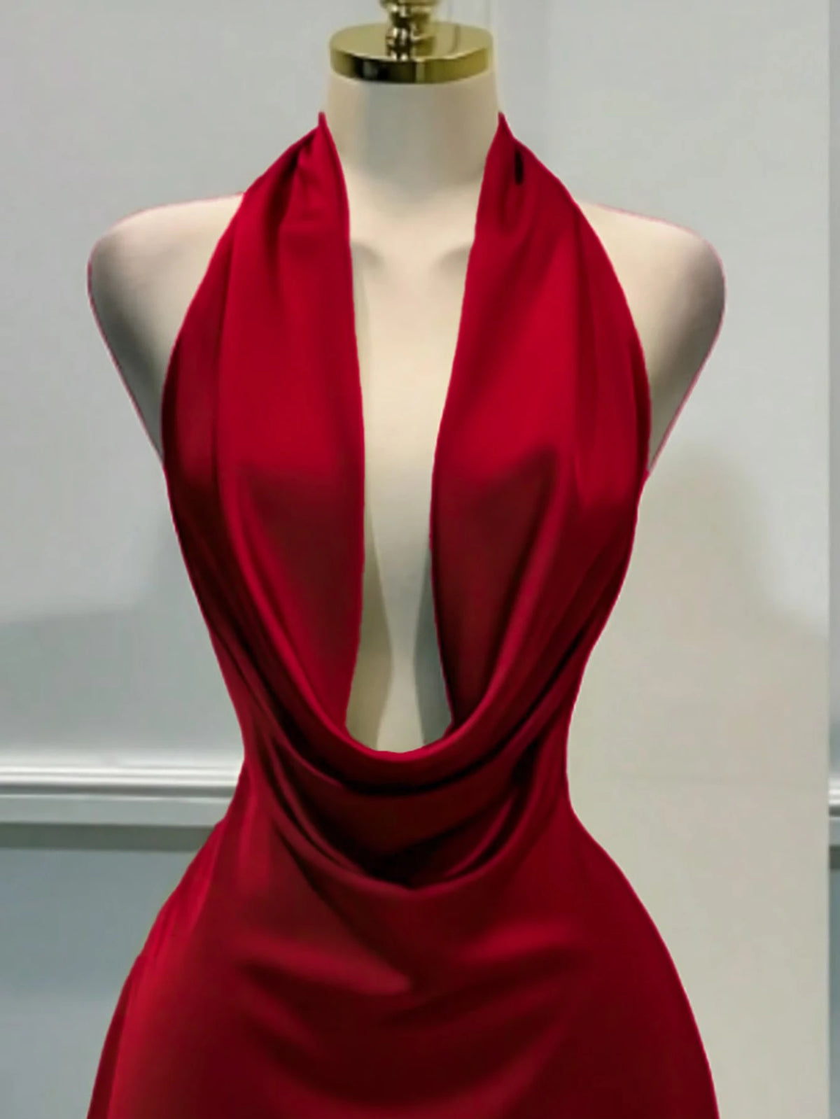 1pc Solid Color Sexy Satin Draped Backless Dress, Beach Dress, Elegant Mini Dress For Women, Graceful Casual Dress, Flowing Dress, Short Dress Summer