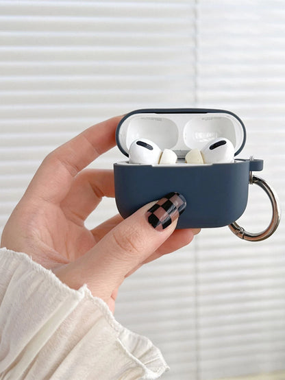 1pc Solid Color Silicone Earphone Case Compatible With Air Pods, Silicone One-Piece Solid Color Protective Cover