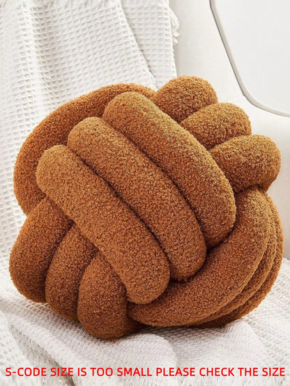 1pc Solid Color Versatile 3-Strand Hand-Woven Ball, Decorative Pillow, Sofa Coffee Table Decor Ornament, Bedroom Bedside Decorative Pillow, Caramel