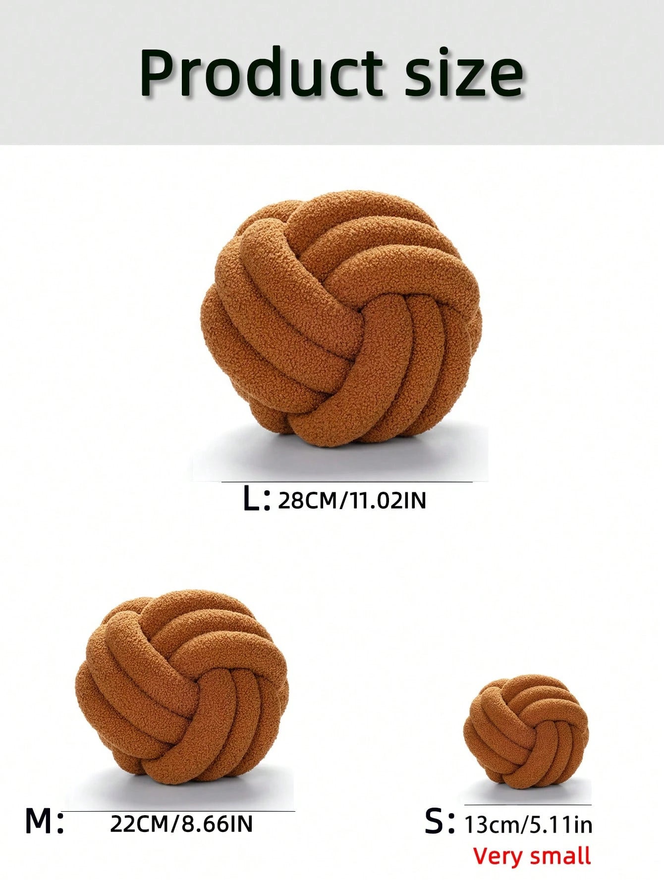 1pc Solid Color Versatile 3-Strand Hand-Woven Ball, Decorative Pillow, Sofa Coffee Table Decor Ornament, Bedroom Bedside Decorative Pillow, Caramel