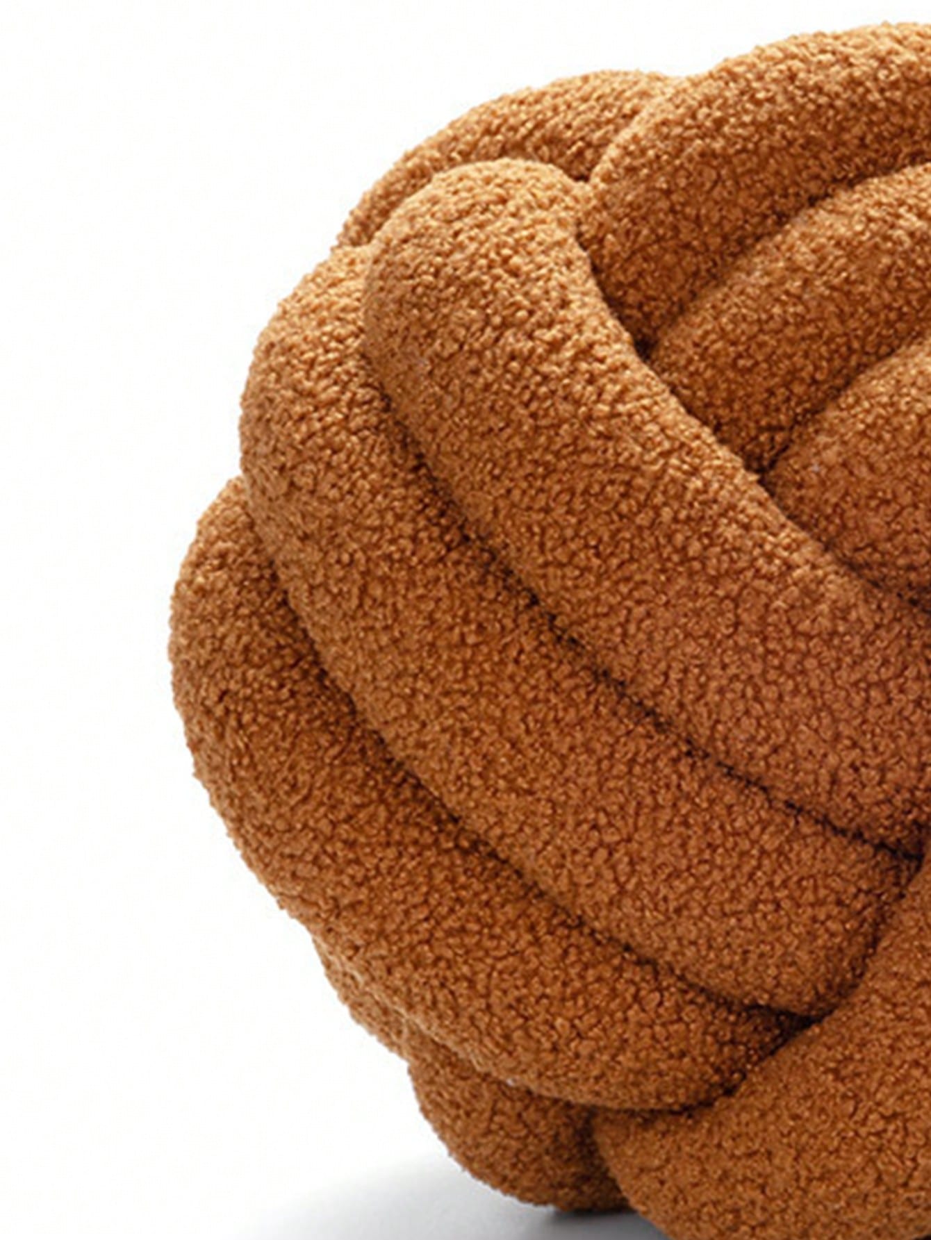 1pc Solid Color Versatile 3-Strand Hand-Woven Ball, Decorative Pillow, Sofa Coffee Table Decor Ornament, Bedroom Bedside Decorative Pillow, Caramel