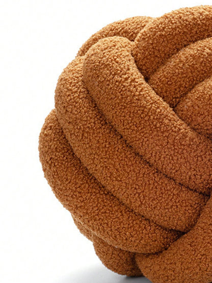 1pc Solid Color Versatile 3-Strand Hand-Woven Ball, Decorative Pillow, Sofa Coffee Table Decor Ornament, Bedroom Bedside Decorative Pillow, Caramel