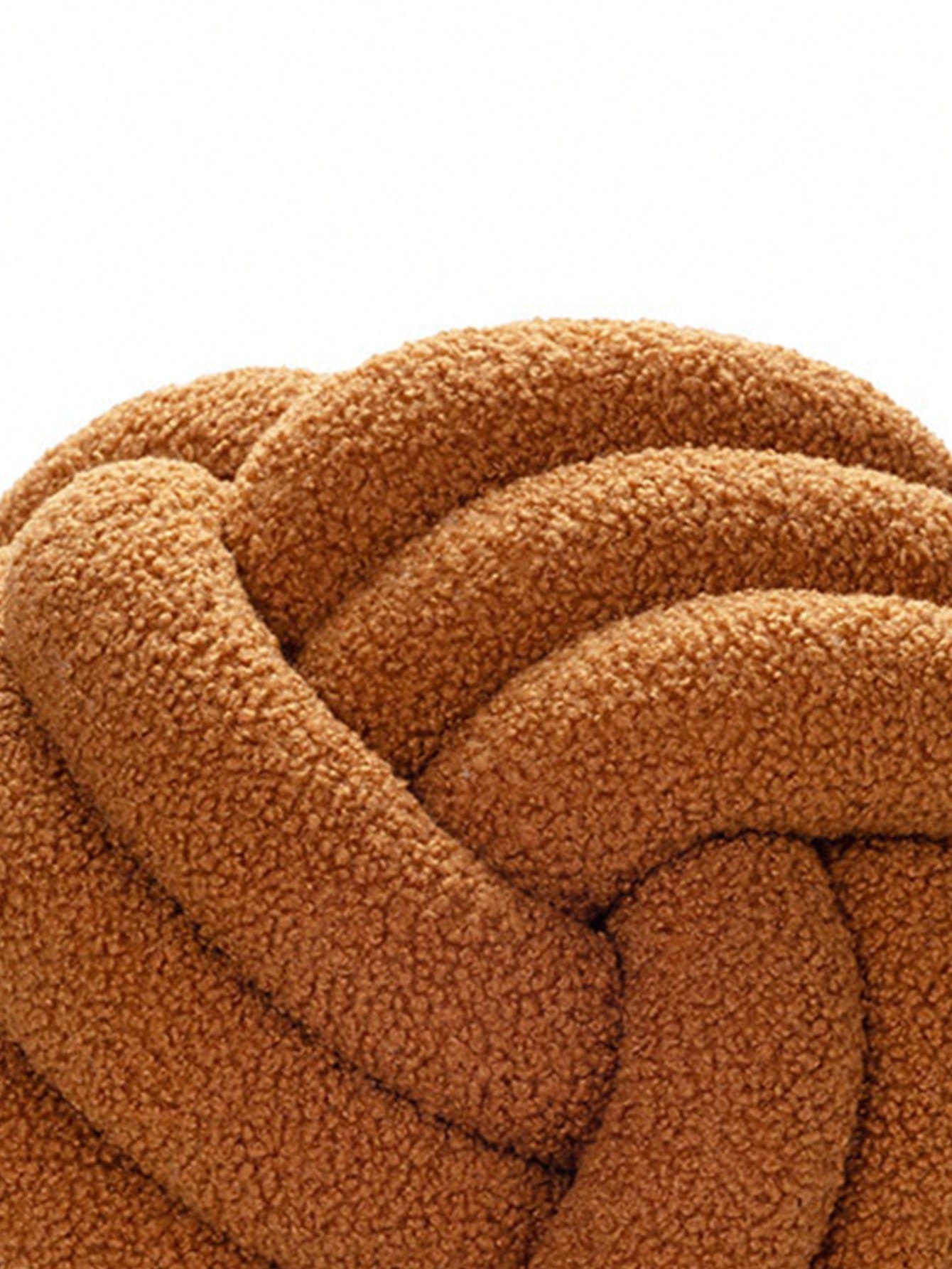 1pc Solid Color Versatile 3-Strand Hand-Woven Ball, Decorative Pillow, Sofa Coffee Table Decor Ornament, Bedroom Bedside Decorative Pillow, Caramel