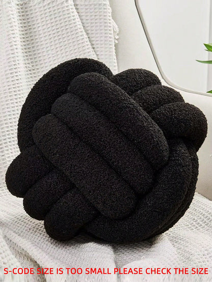 1pc Solid Color Versatile 3-Strand Hand-Woven Ball, Decorative Pillow, Sofa Coffee Table Decor Ornament, Bedroom Bedside Decorative Pillow, Caramel