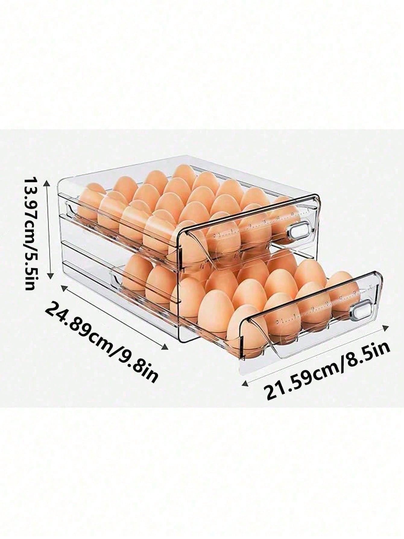1pc Space-Saving Single/Double-Layer Refrigerator Egg Storage Box, Durable And Washable Plastic, Transparent Fresh-Keeping Storage Box, Multi-Layer Egg Tray Container, Stackable Egg Holder For Fridge