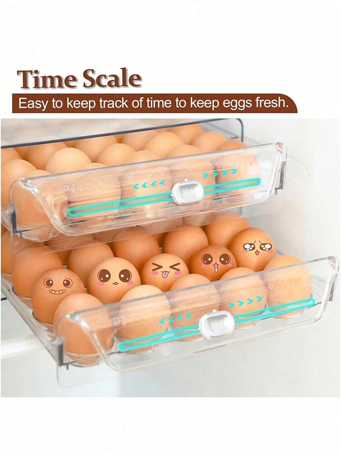 1pc Space-Saving Single/Double-Layer Refrigerator Egg Storage Box, Durable And Washable Plastic, Transparent Fresh-Keeping Storage Box, Multi-Layer Egg Tray Container, Stackable Egg Holder For Fridge