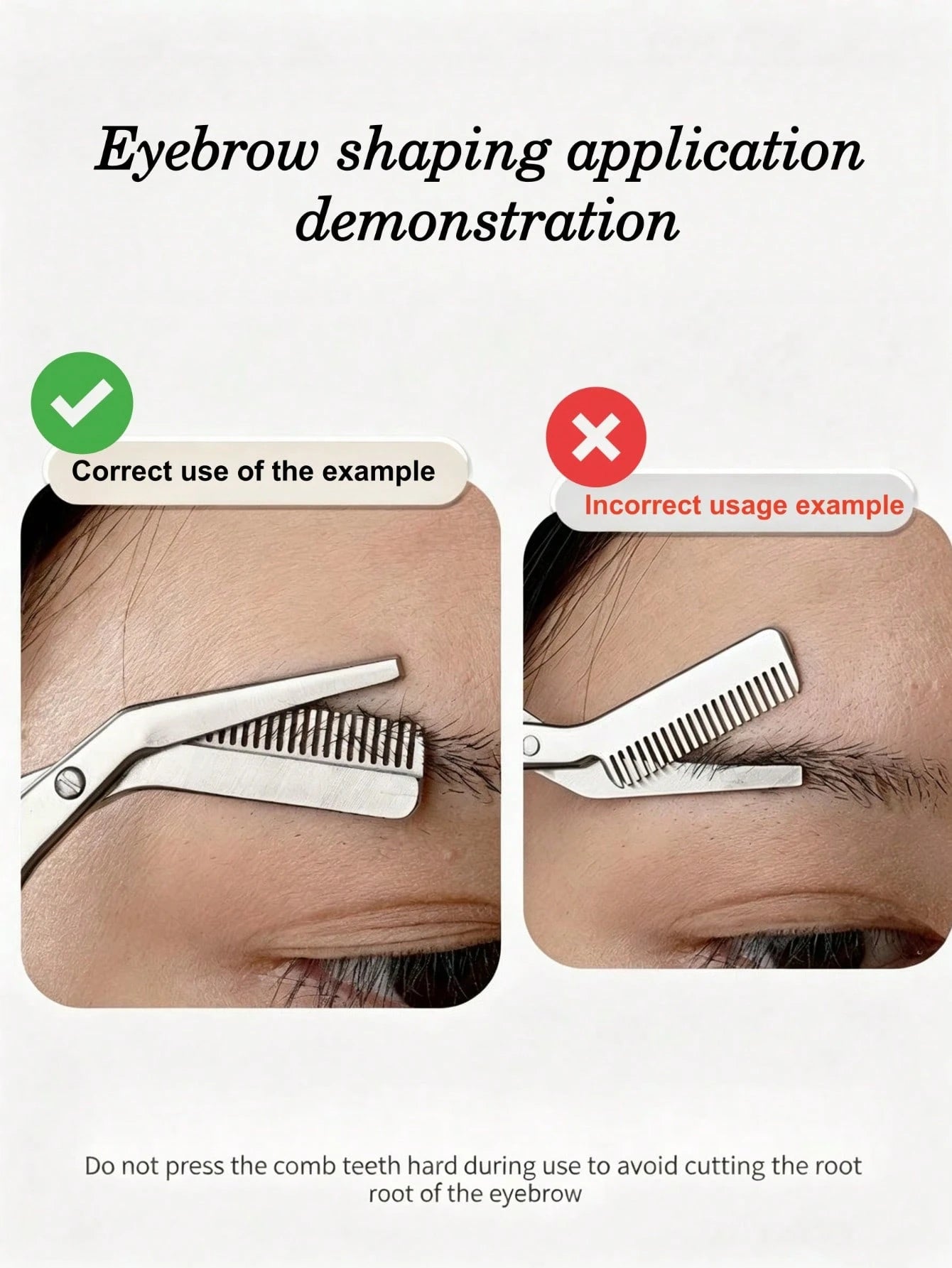 1pc Stainless Steel Eyebrow Comb Scissors, Suitable For Trimming Eyebrows, Bangs, Hair Ends, Sideburns, Etc.