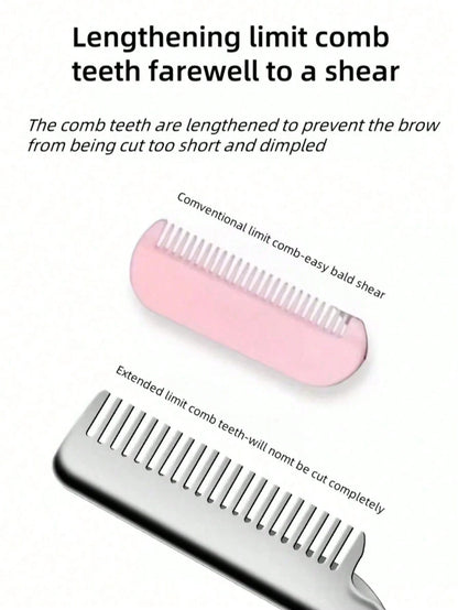 1pc Stainless Steel Eyebrow Comb Scissors, Suitable For Trimming Eyebrows, Bangs, Hair Ends, Sideburns, Etc.