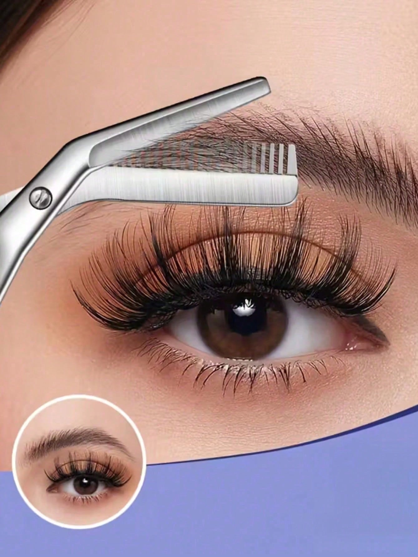 1pc Stainless Steel Eyebrow Comb Scissors, Suitable For Trimming Eyebrows, Bangs, Hair Ends, Sideburns, Etc.