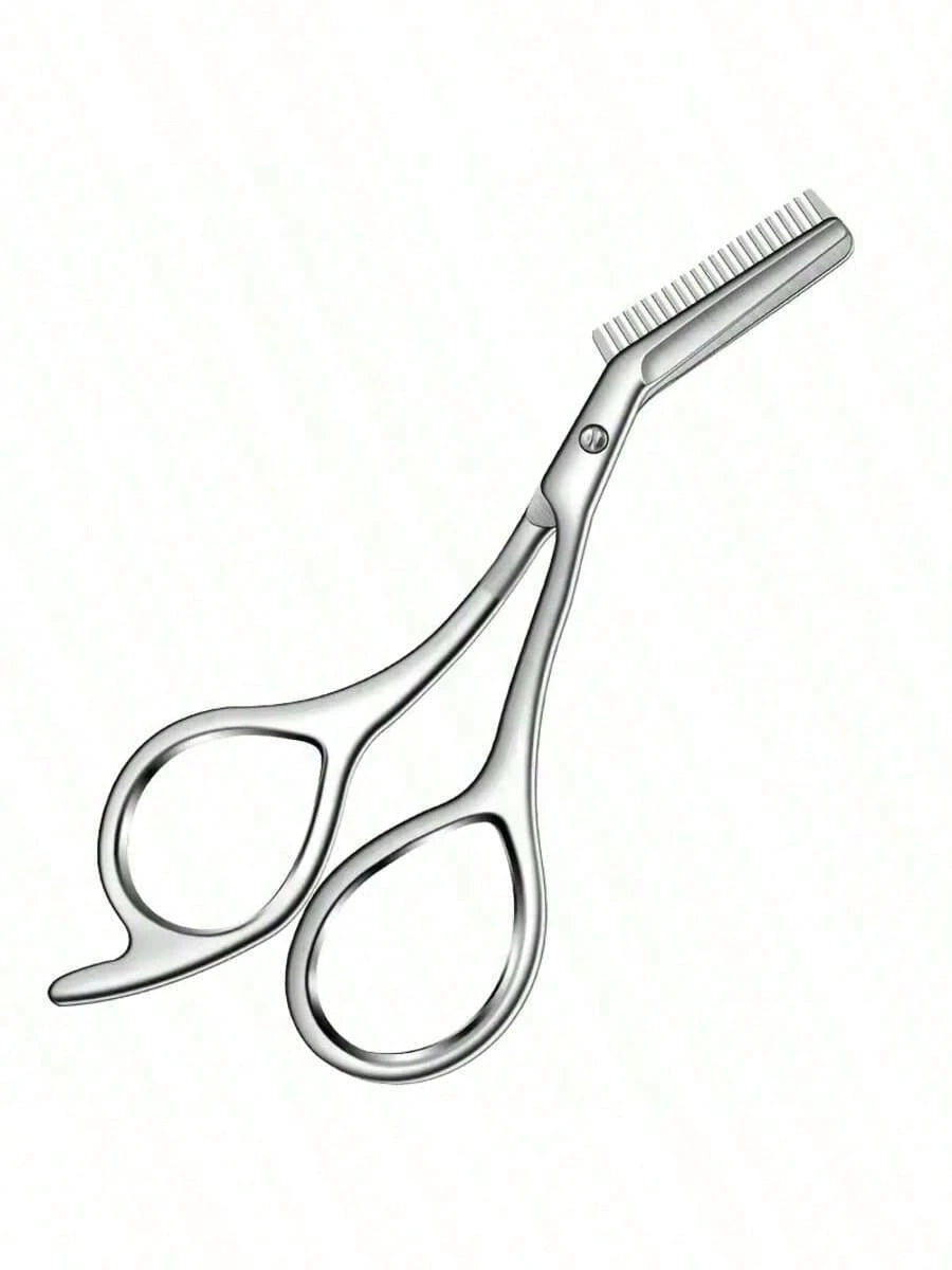 1pc Stainless Steel Eyebrow Comb Scissors, Suitable For Trimming Eyebrows, Bangs, Hair Ends, Sideburns, Etc.