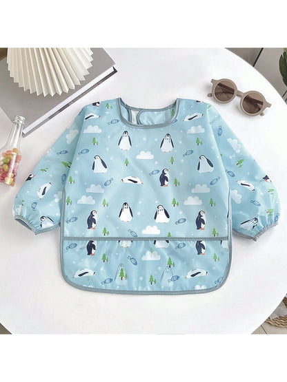 1pc Summer Breathable Lightweight Baby Bib Apron, Infant Feeding Smock, Unisex Toddler Cartoon Print Bib, (Note: Bib Cannot Be Machine Washed Or Ironed, Suitable For Infants/Toddlers 1-3 Years Old, He