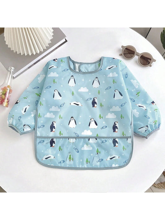 1pc Summer Breathable Lightweight Baby Bib Apron, Infant Feeding Smock, Unisex Toddler Cartoon Print Bib, (Note: Bib Cannot Be Machine Washed Or Ironed, Suitable For Infants/Toddlers 1-3 Years Old, He