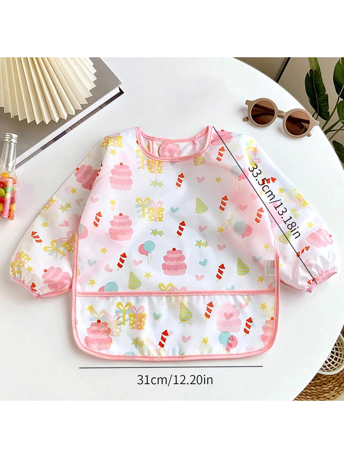 1pc Summer Breathable Lightweight Baby Bib Apron, Infant Feeding Smock, Unisex Toddler Cartoon Print Bib, (Note: Bib Cannot Be Machine Washed Or Ironed, Suitable For Infants/Toddlers 1-3 Years Old, He