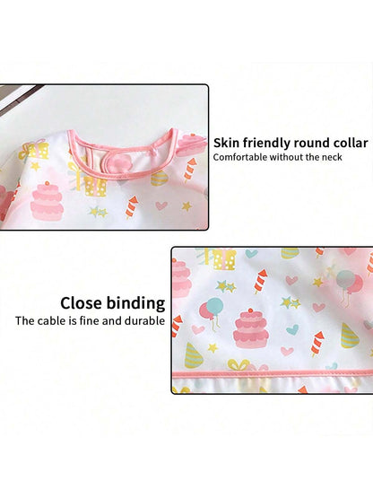 1pc Summer Breathable Lightweight Baby Bib Apron, Infant Feeding Smock, Unisex Toddler Cartoon Print Bib, (Note: Bib Cannot Be Machine Washed Or Ironed, Suitable For Infants/Toddlers 1-3 Years Old, He