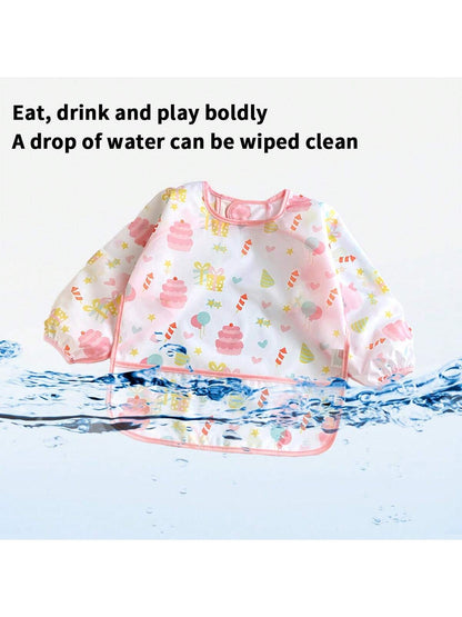 1pc Summer Breathable Lightweight Baby Bib Apron, Infant Feeding Smock, Unisex Toddler Cartoon Print Bib, (Note: Bib Cannot Be Machine Washed Or Ironed, Suitable For Infants/Toddlers 1-3 Years Old, He