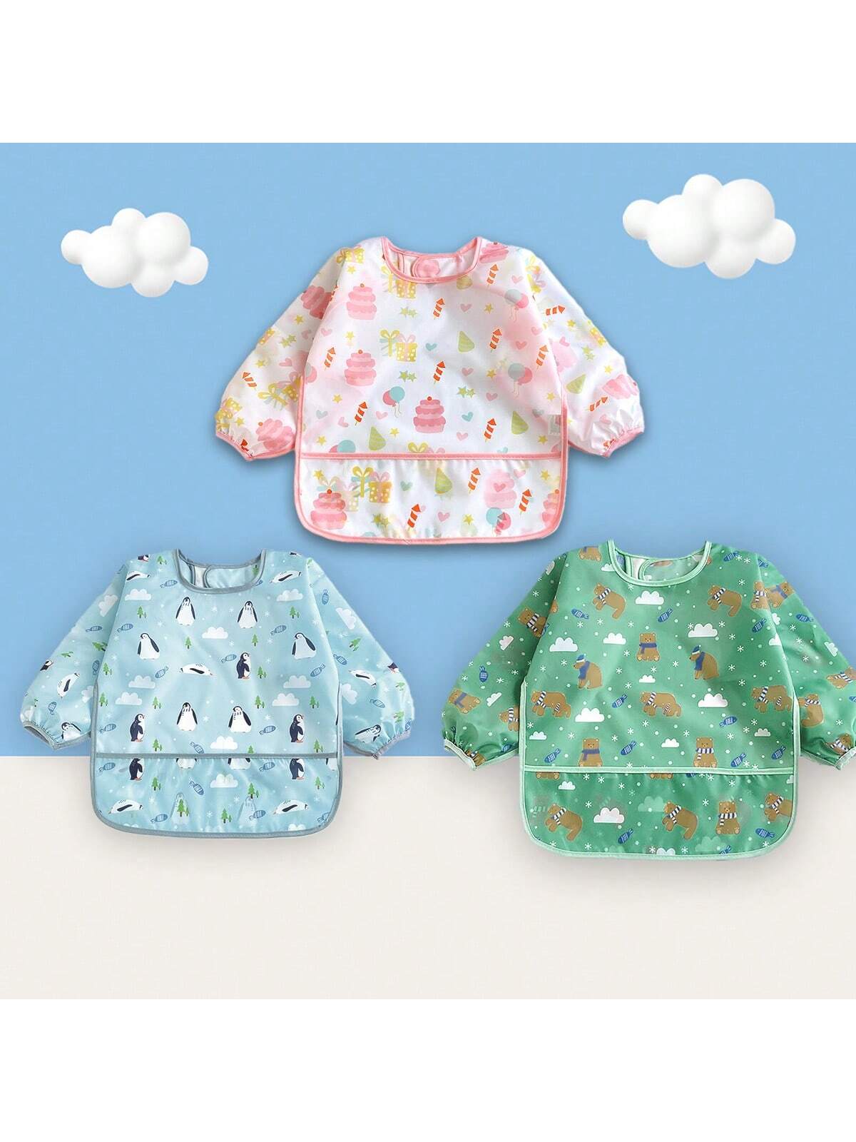1pc Summer Breathable Lightweight Baby Bib Apron, Infant Feeding Smock, Unisex Toddler Cartoon Print Bib, (Note: Bib Cannot Be Machine Washed Or Ironed, Suitable For Infants/Toddlers 1-3 Years Old, He