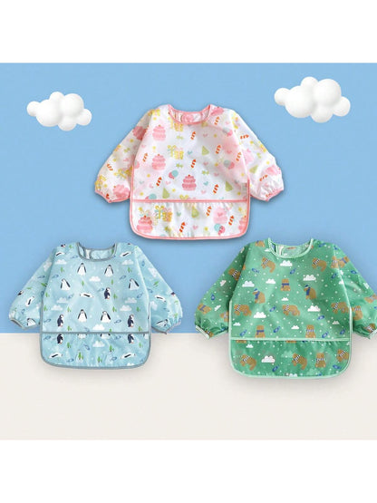 1pc Summer Breathable Lightweight Baby Bib Apron, Infant Feeding Smock, Unisex Toddler Cartoon Print Bib, (Note: Bib Cannot Be Machine Washed Or Ironed, Suitable For Infants/Toddlers 1-3 Years Old, He