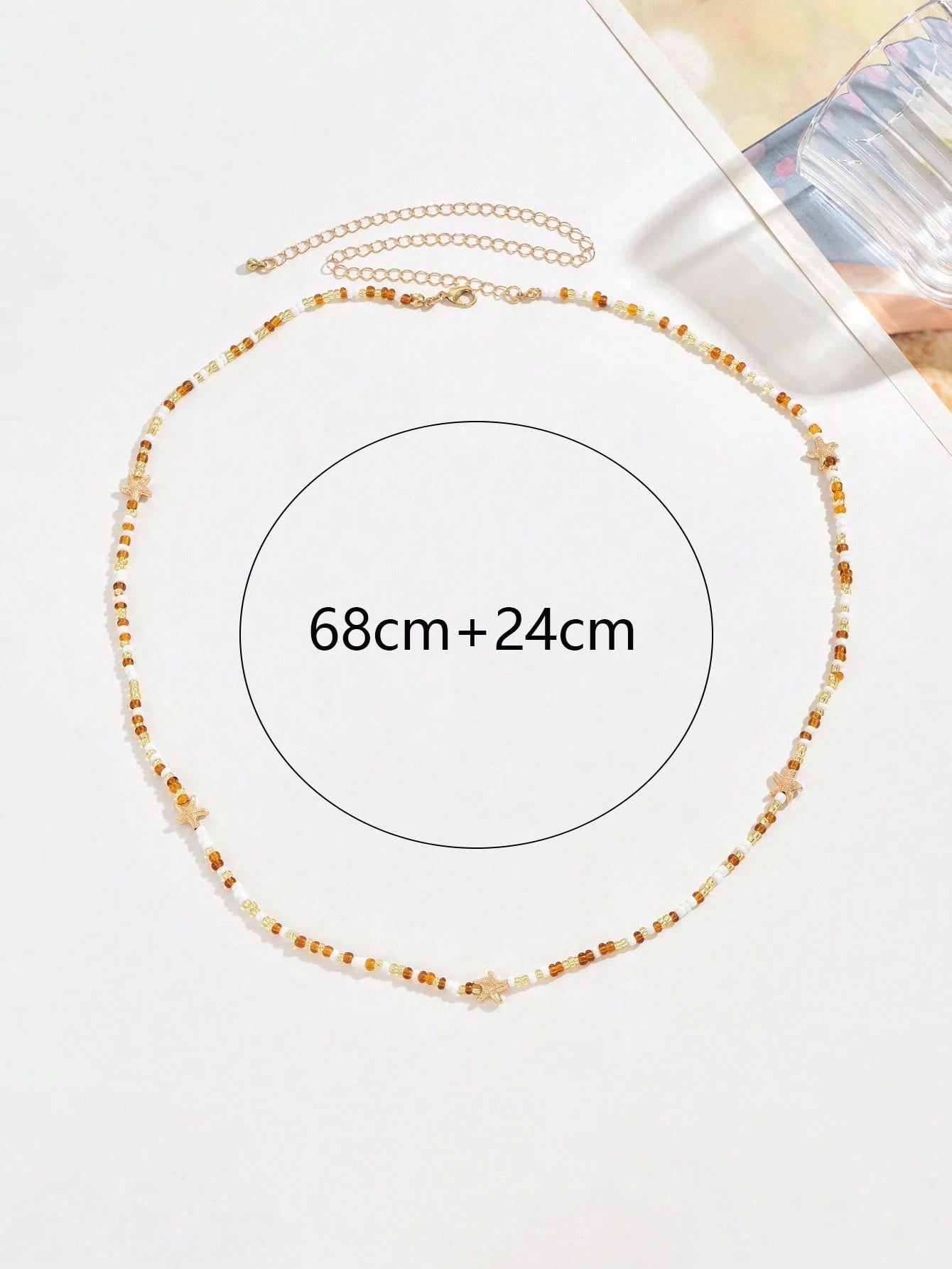 1pc Summer Vacation Ocean Style Starfish Decor Waist Chain, Handmade Beaded Waist Belt, Fashionable Body Jewelry Suitable For Women's Daily Outfit, Beach Party, Date, Music Festival. The Color Of The