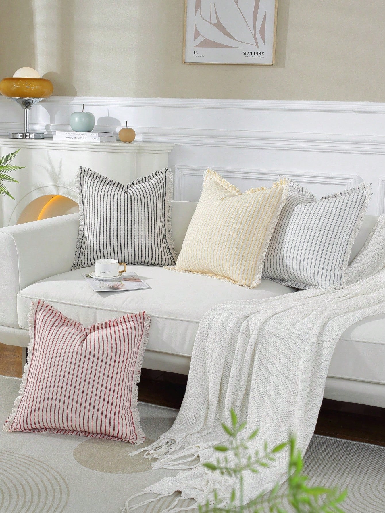1pc Tassels Farmhouse Decorative Throw Pillow Cover
