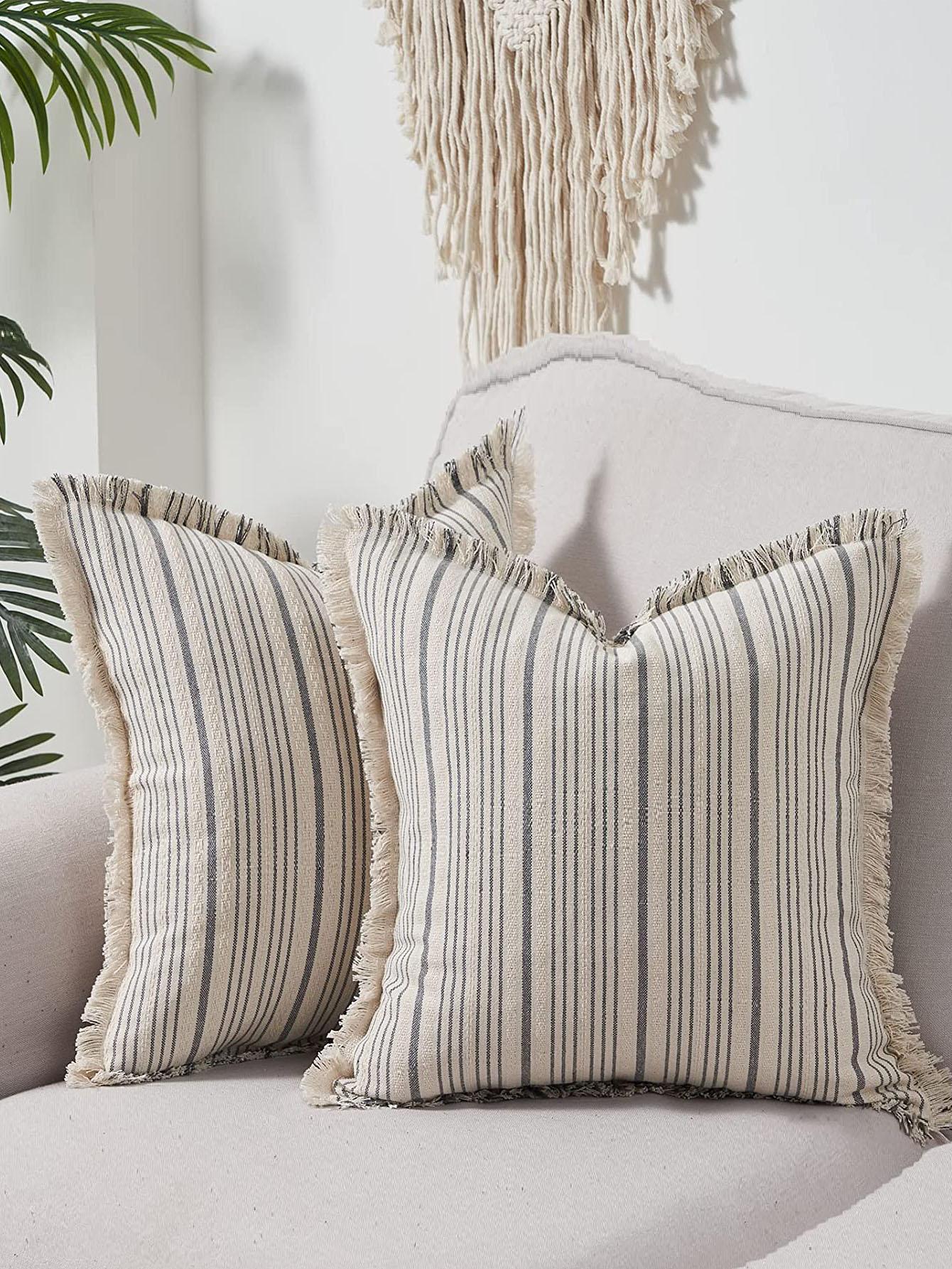 1pc Tassels Farmhouse Decorative Throw Pillow Cover
