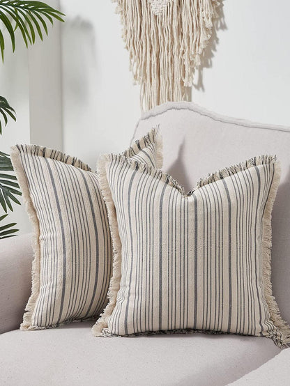 1pc Tassels Farmhouse Decorative Throw Pillow Cover