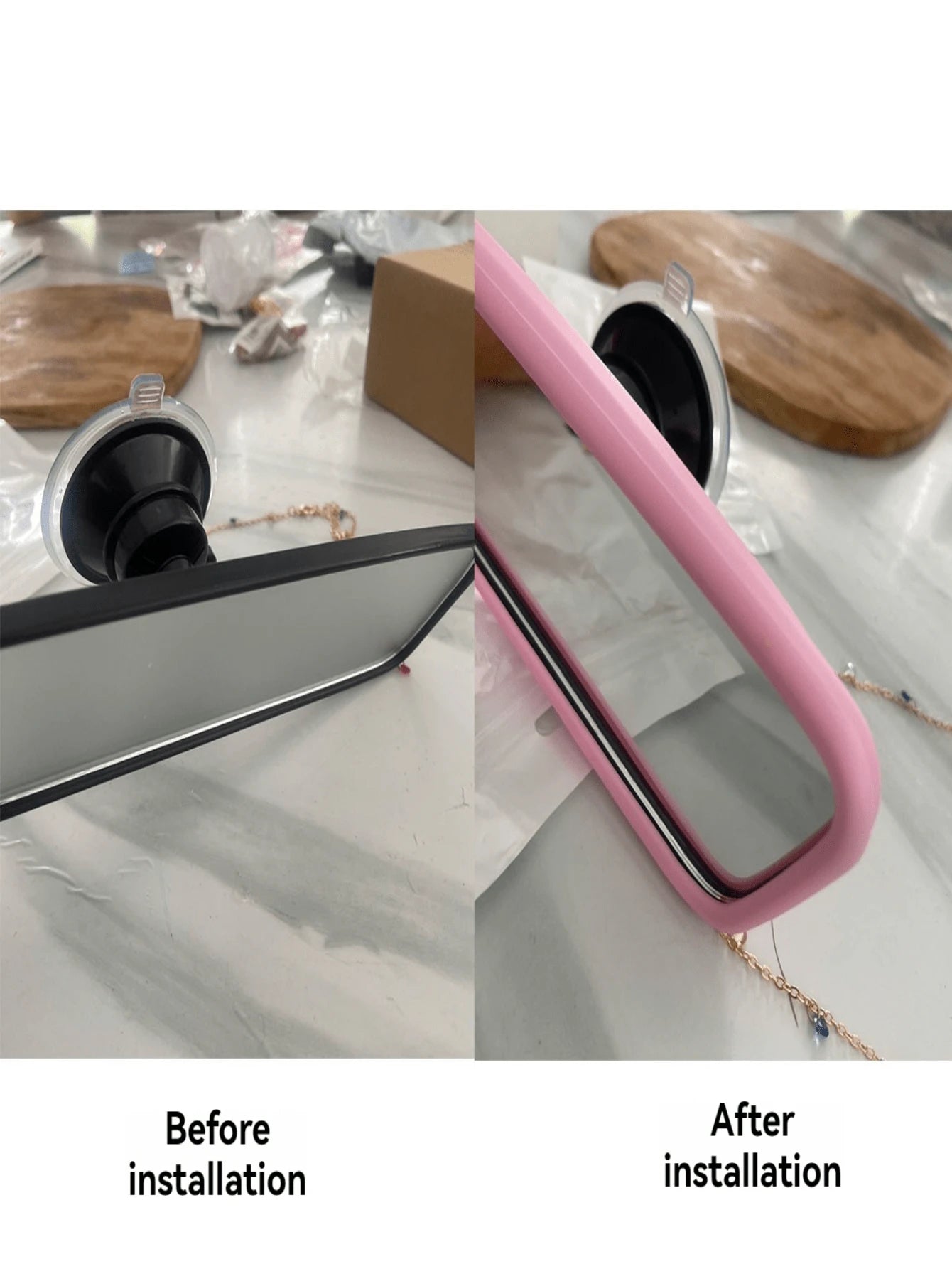 1pc Tesla Model3/Y Interior Rearview Mirror Silicone Frame Trim Accessories, Decoration