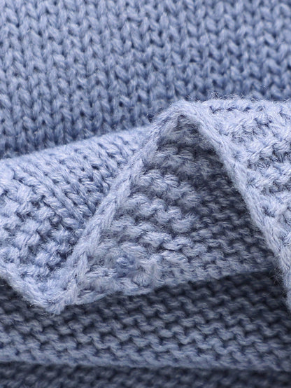 1pc Toddler Cute Grey-Blue Knitted Romper,Long Sleeve Plaid Teddy Bear Jacquard Jumpsuit,Baby Boy Autumn Clothes,Matching Family Winter Warm Outfits