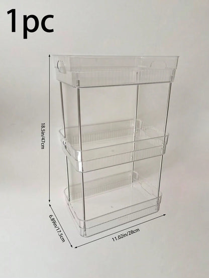 1pc Transparent Bathroom Organizer Rack Plastic Makeup Storage Shelf Skincare Cosmetics Lipstick Holder, Towel Storage Rack, Toothbrush Toothpaste Daily Necessities Storage, Multi-Scene Corner Storage