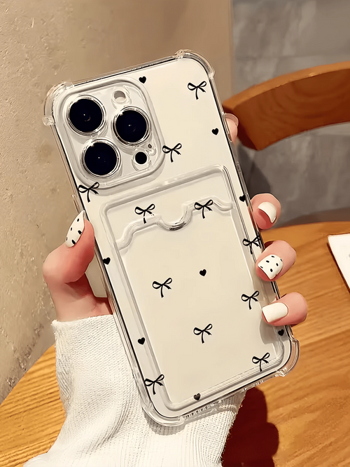 1pc Transparent Butterfly & Heart Pattern TPU Shockproof Full Body Phone Case, Compatible With Apple 17, 16, 15, 14, 13, 12, 11 Pro Max, Air, And Series