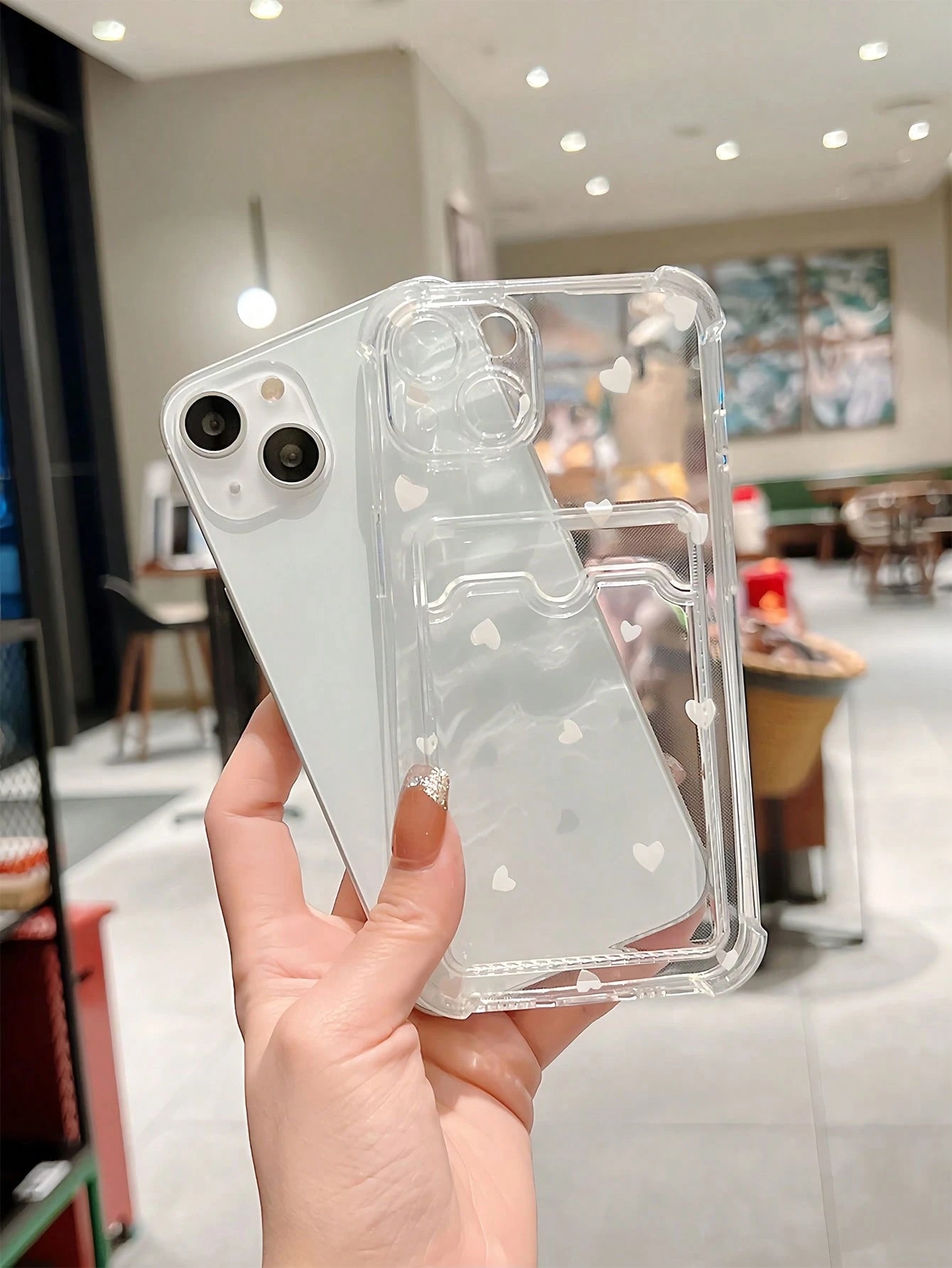 1pc Transparent Butterfly & Heart Pattern TPU Shockproof Full Body Phone Case, Compatible With Apple 17, 16, 15, 14, 13, 12, 11 Pro Max, Air, And Series