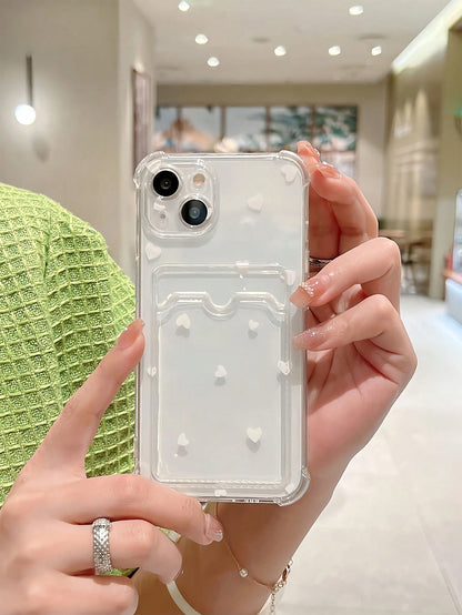 1pc Transparent Butterfly & Heart Pattern TPU Shockproof Full Body Phone Case, Compatible With Apple 17, 16, 15, 14, 13, 12, 11 Pro Max, Air, And Series