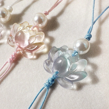 1pc Transparent Lily Of The Valley Oriental Style Beaded Phone Lanyard, Keychain, Bag Charm, Delicate Gift For Women