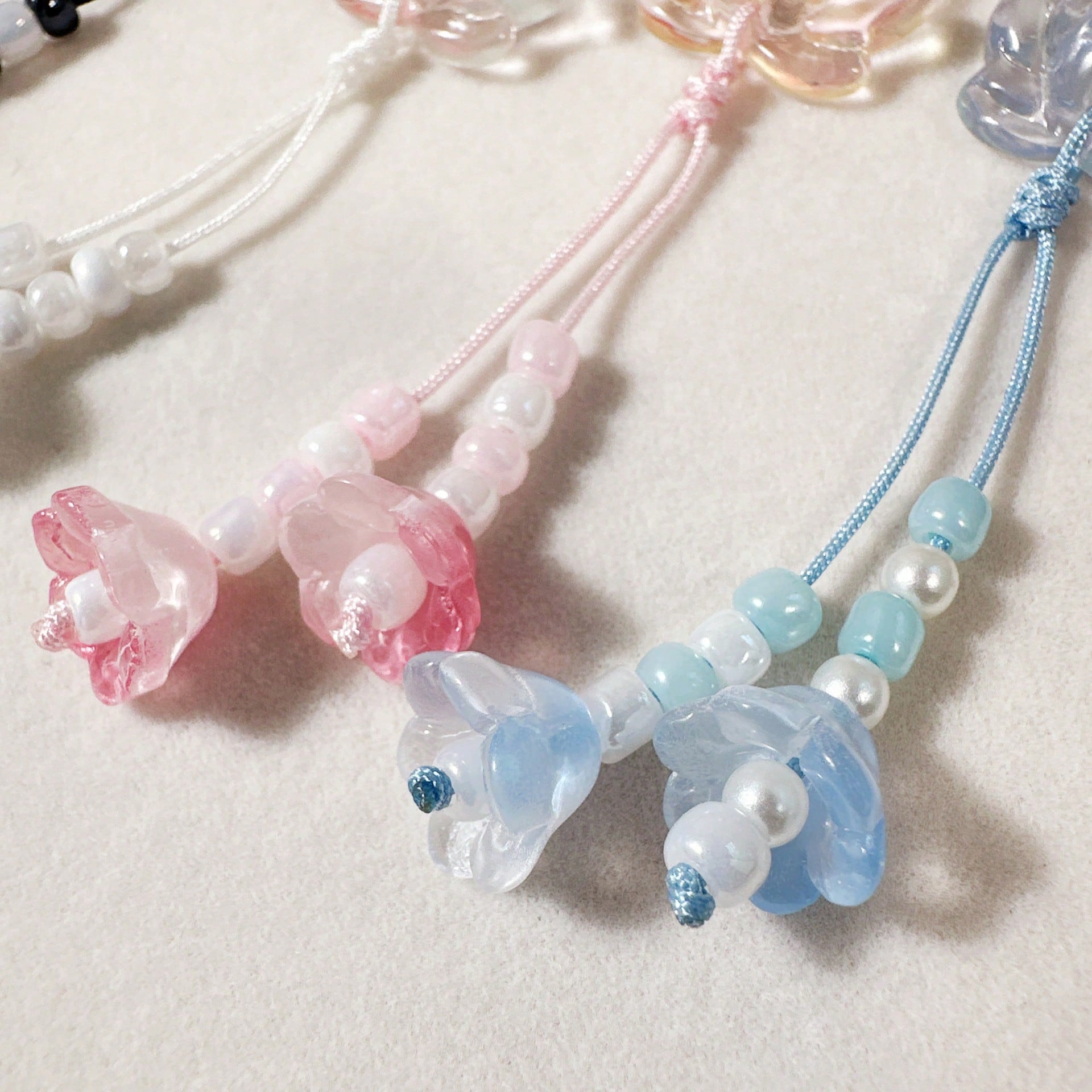 1pc Transparent Lily Of The Valley Oriental Style Beaded Phone Lanyard, Keychain, Bag Charm, Delicate Gift For Women