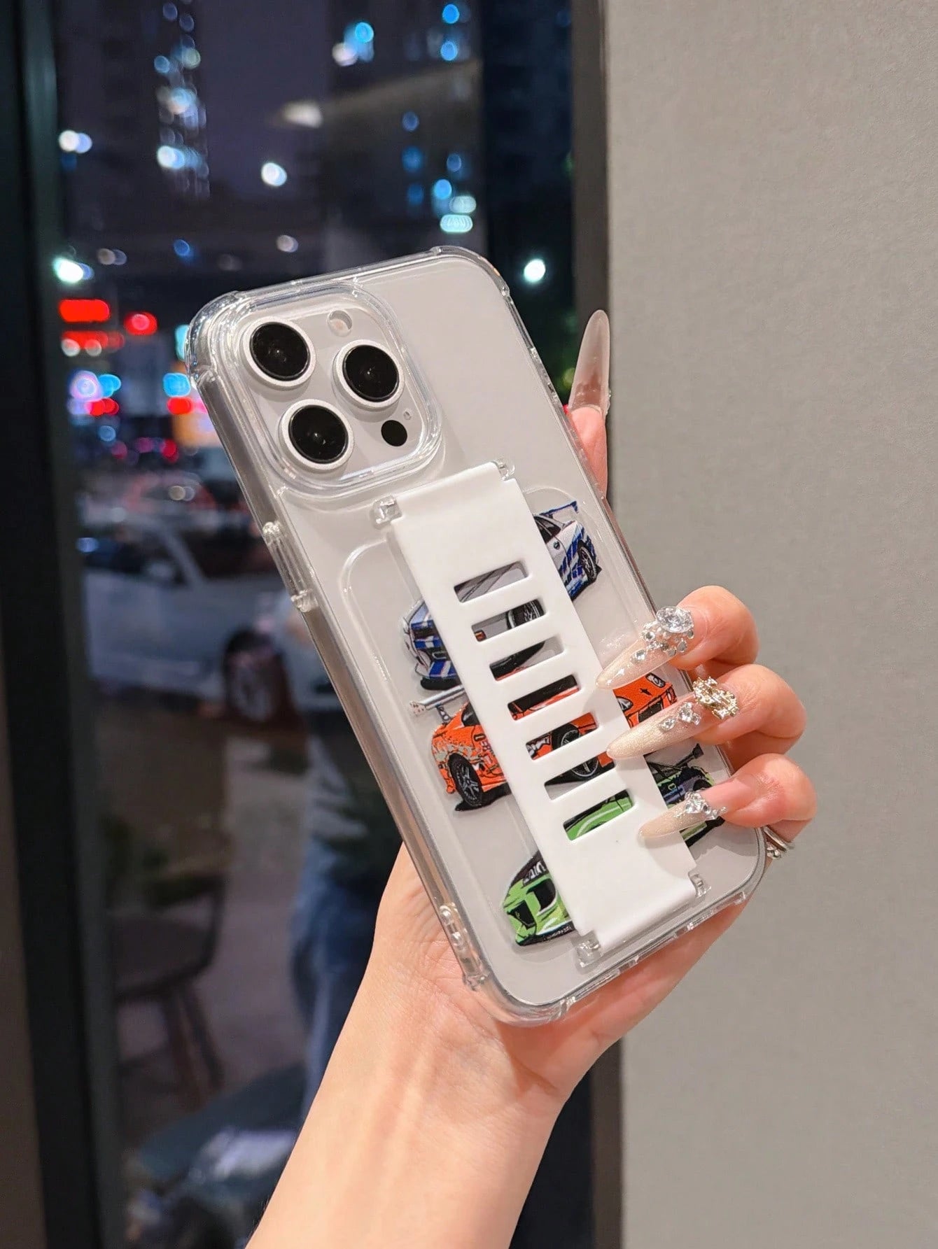 1pc Transparent Shockproof TPU Silicone Phone Case With Detachable Wrist Strap, UV Printed 3 Racing Car Pattern, Suitable For IPhone 7/8/7 Plus/8 Plus/X/XS/XR/XS Max/11/11 Pro/11 Pro Max/12/12 Pro/12