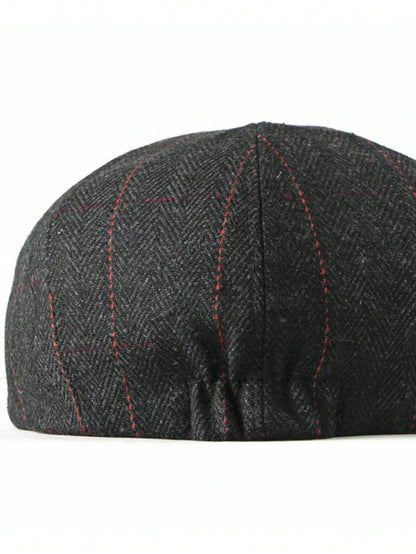 1pc Tweed Vintage Style Hat, Fashionable Autumn/Winter Accessory, Beret, Newsboy Cap, Octagonal Cap, Wool Blend Hat, Suitable For Daily Wear, Holiday Events, Vintage Style Looks