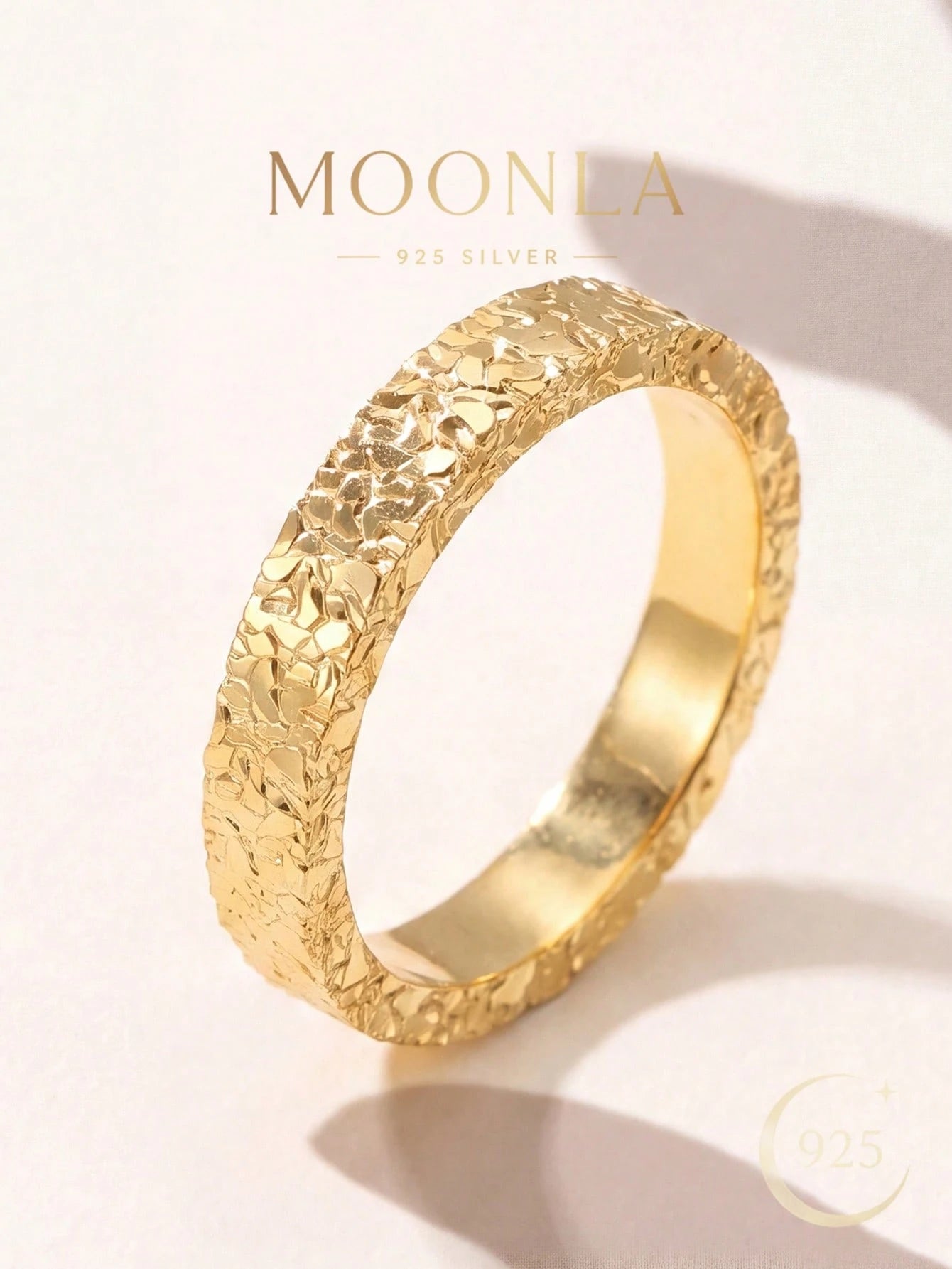 1pc Unique Hammered Crushed Ice Ring 925 Sterling Silver For Women, Premium Jewelry Gift For Daily Commute & Party Occasions