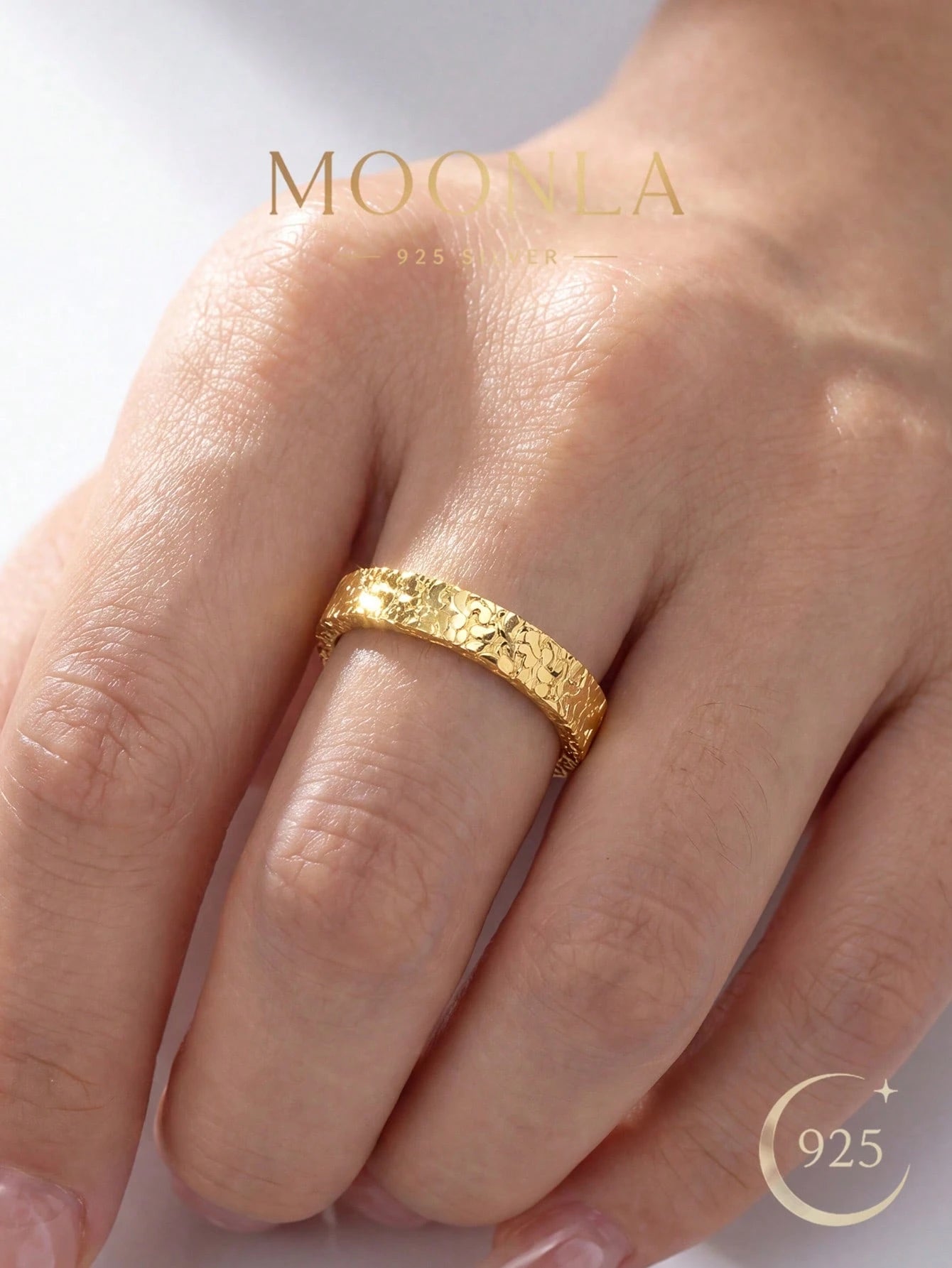 1pc Unique Hammered Crushed Ice Ring 925 Sterling Silver For Women, Premium Jewelry Gift For Daily Commute & Party Occasions