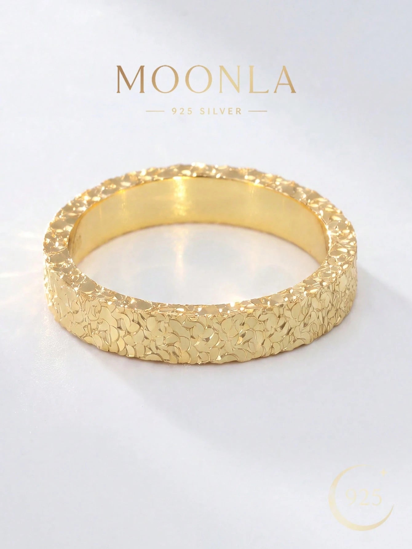 1pc Unique Hammered Crushed Ice Ring 925 Sterling Silver For Women, Premium Jewelry Gift For Daily Commute & Party Occasions