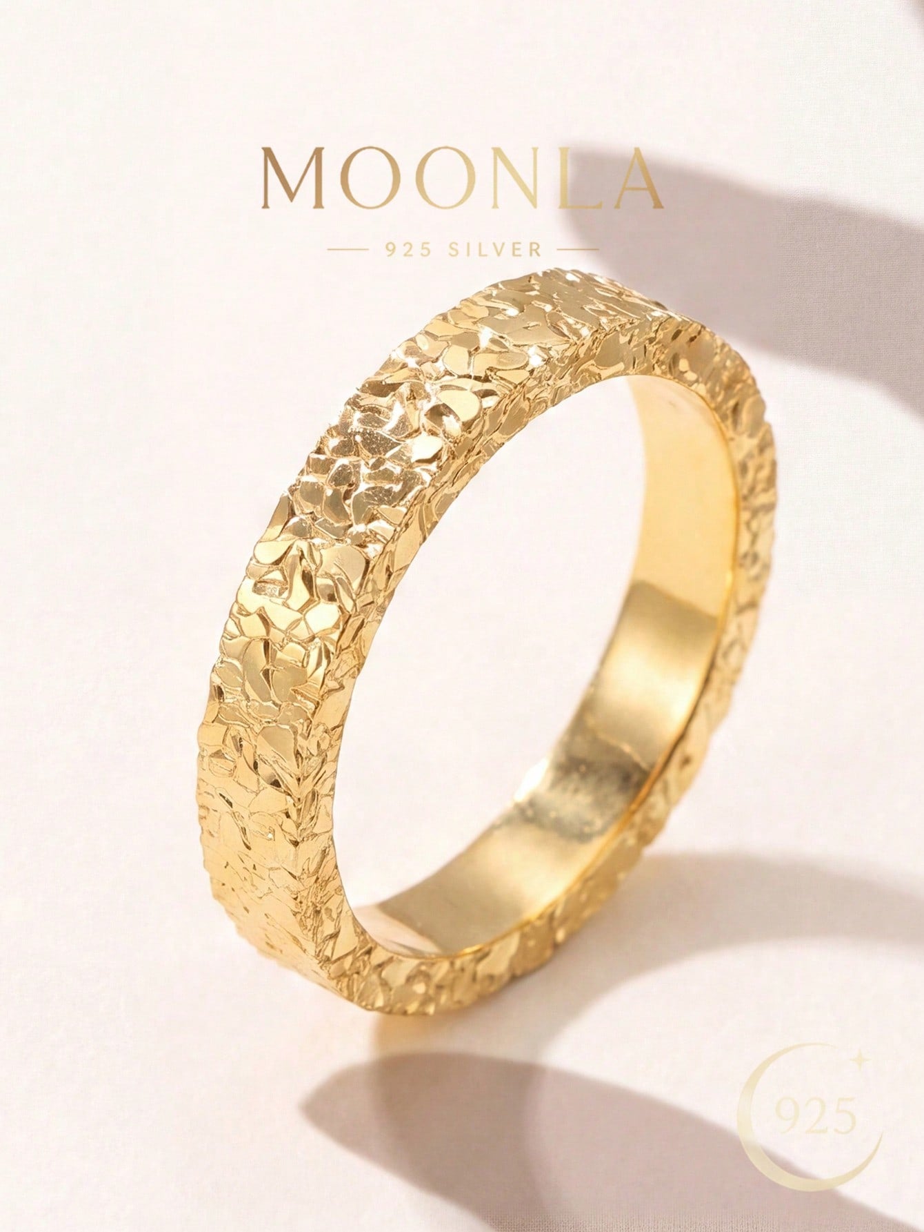 1pc Unique Hammered Crushed Ice Ring 925 Sterling Silver For Women, Premium Jewelry Gift For Daily Commute & Party Occasions