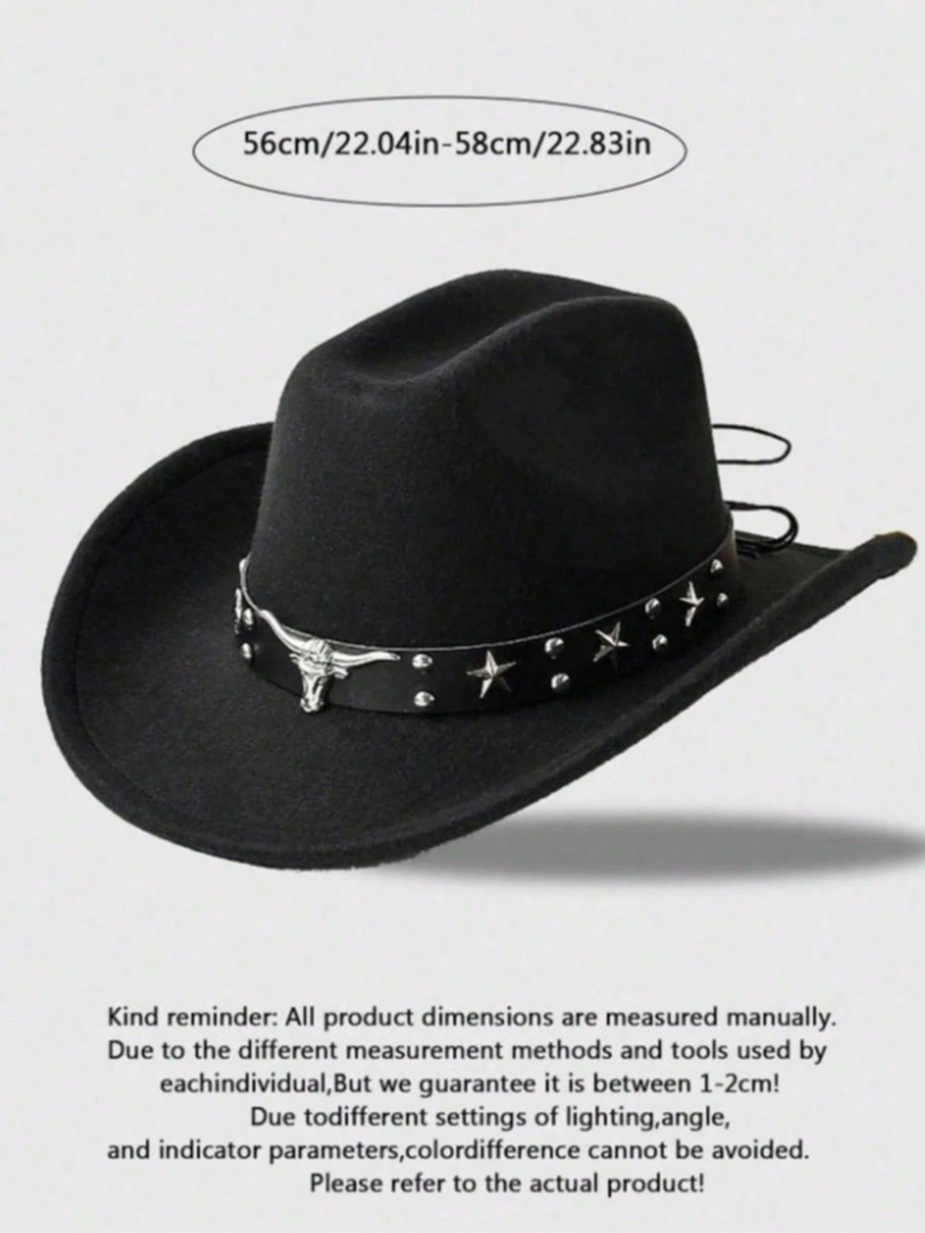 1pc Unisex Bull Head Decor Felt Hat, Casual Cowboy Hat, Elegant Design, Suitable For Travel, Party, Western Cowboy Theme Gathering And Daily Wear