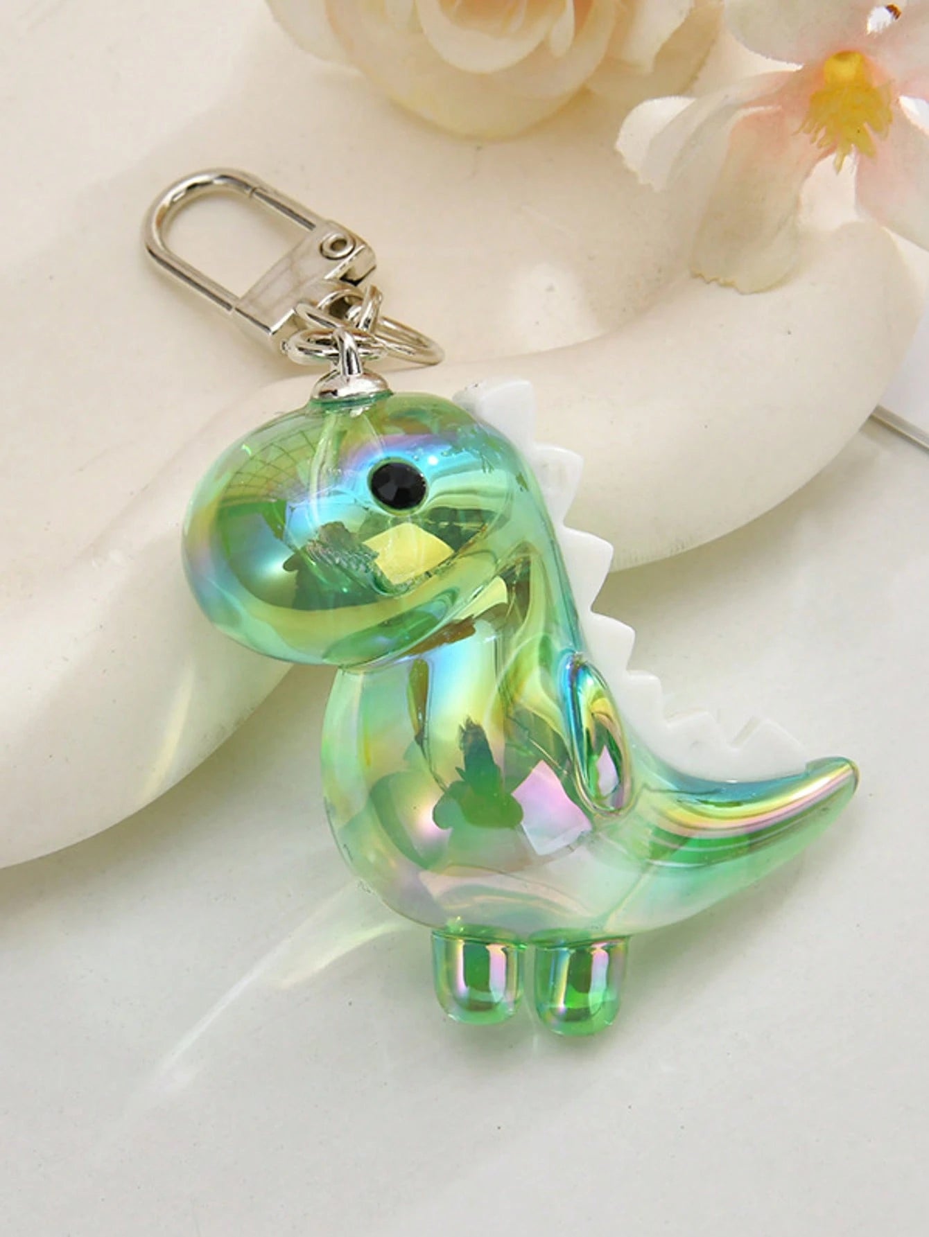 1pc Unisex New Electroplated Iridescent Cute Small Dinosaur Keychain Cartoon DIY Charm, Suitable For Gifts, Bag Decor