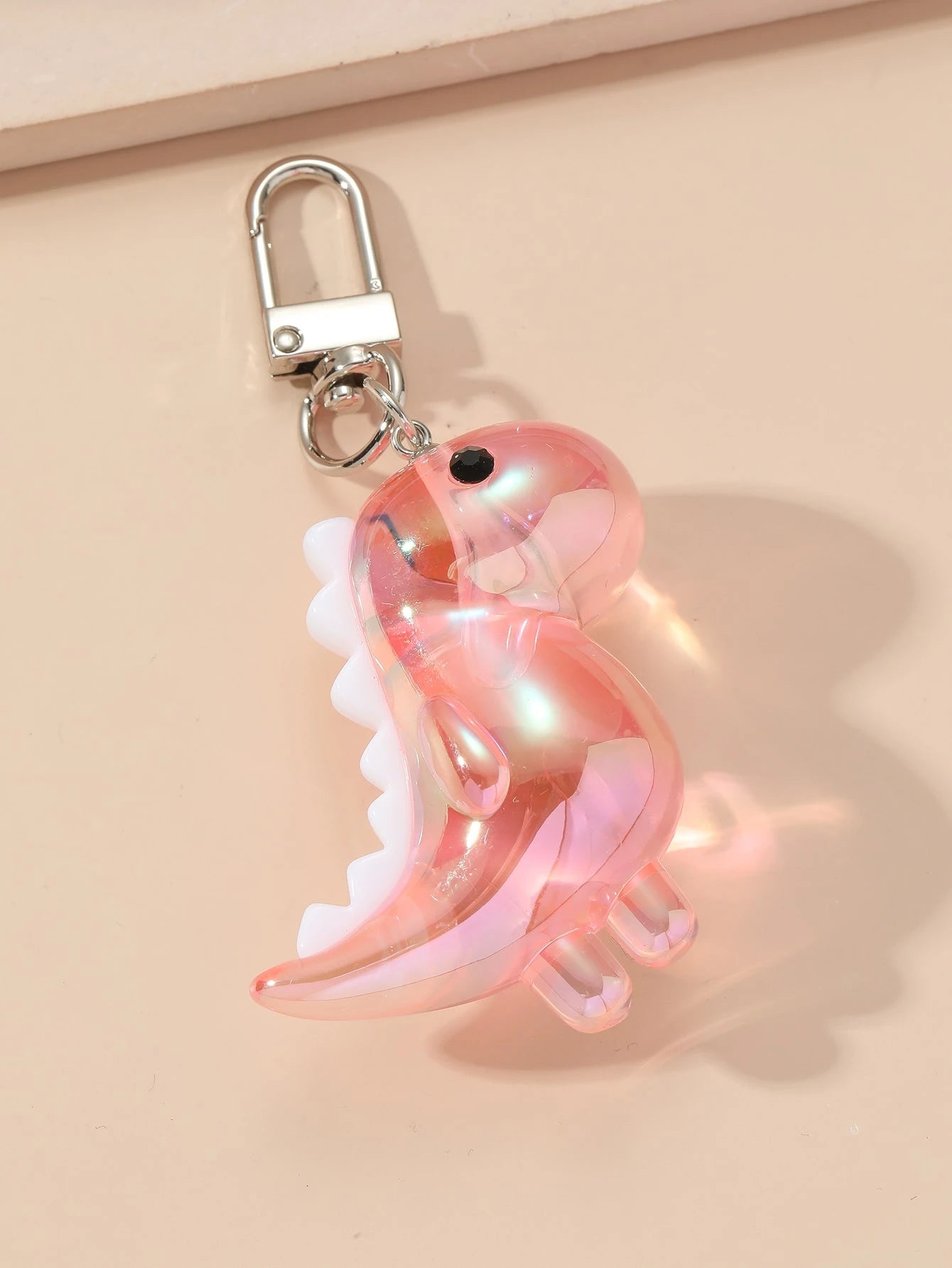 1pc Unisex New Electroplated Iridescent Cute Small Dinosaur Keychain Cartoon DIY Charm, Suitable For Gifts, Bag Decor