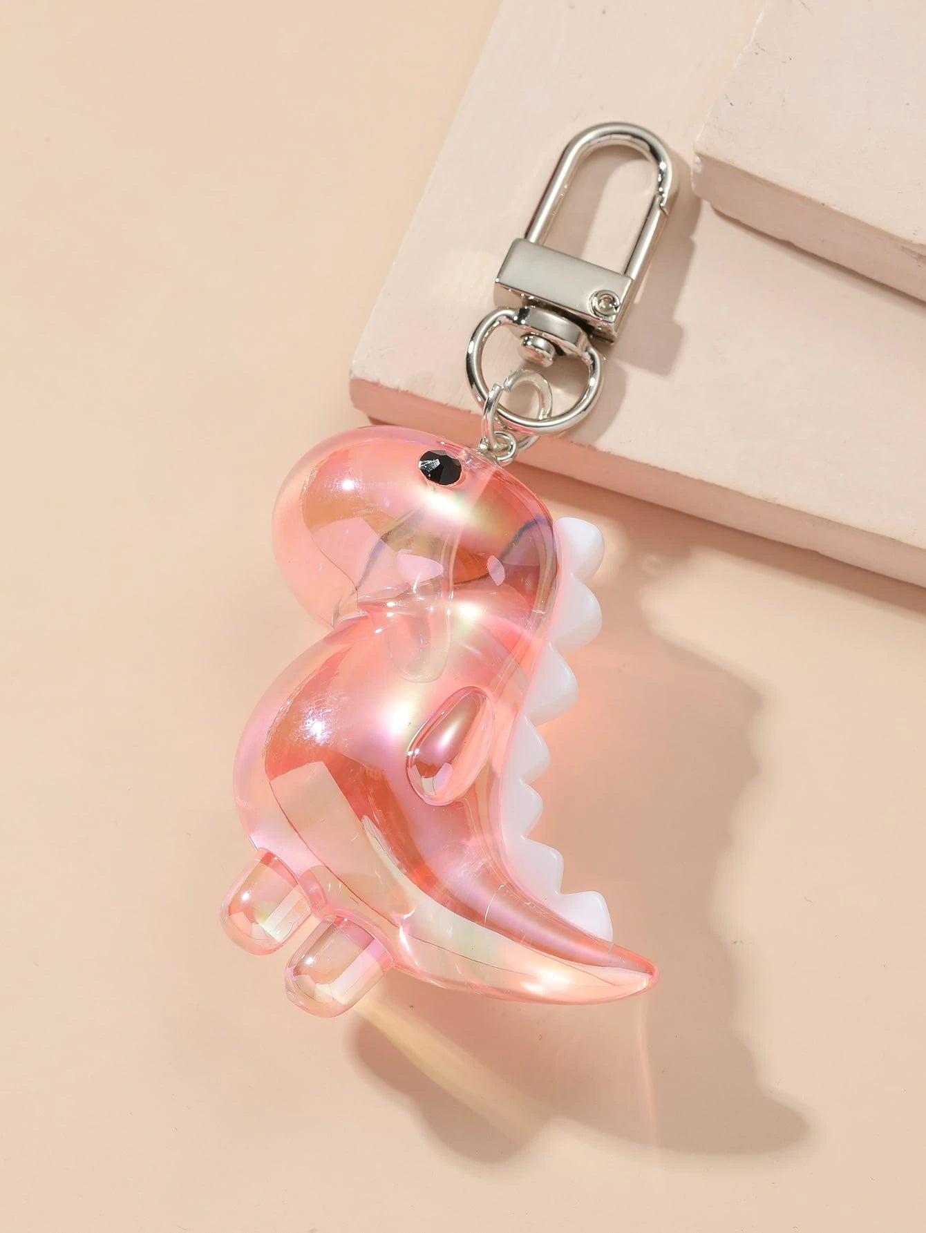 1pc Unisex New Electroplated Iridescent Cute Small Dinosaur Keychain Cartoon DIY Charm, Suitable For Gifts, Bag Decor