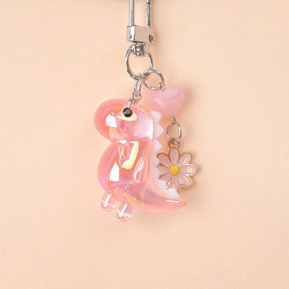 1pc Unisex New Electroplated Iridescent Cute Small Dinosaur Keychain Cartoon DIY Charm, Suitable For Gifts, Bag Decor