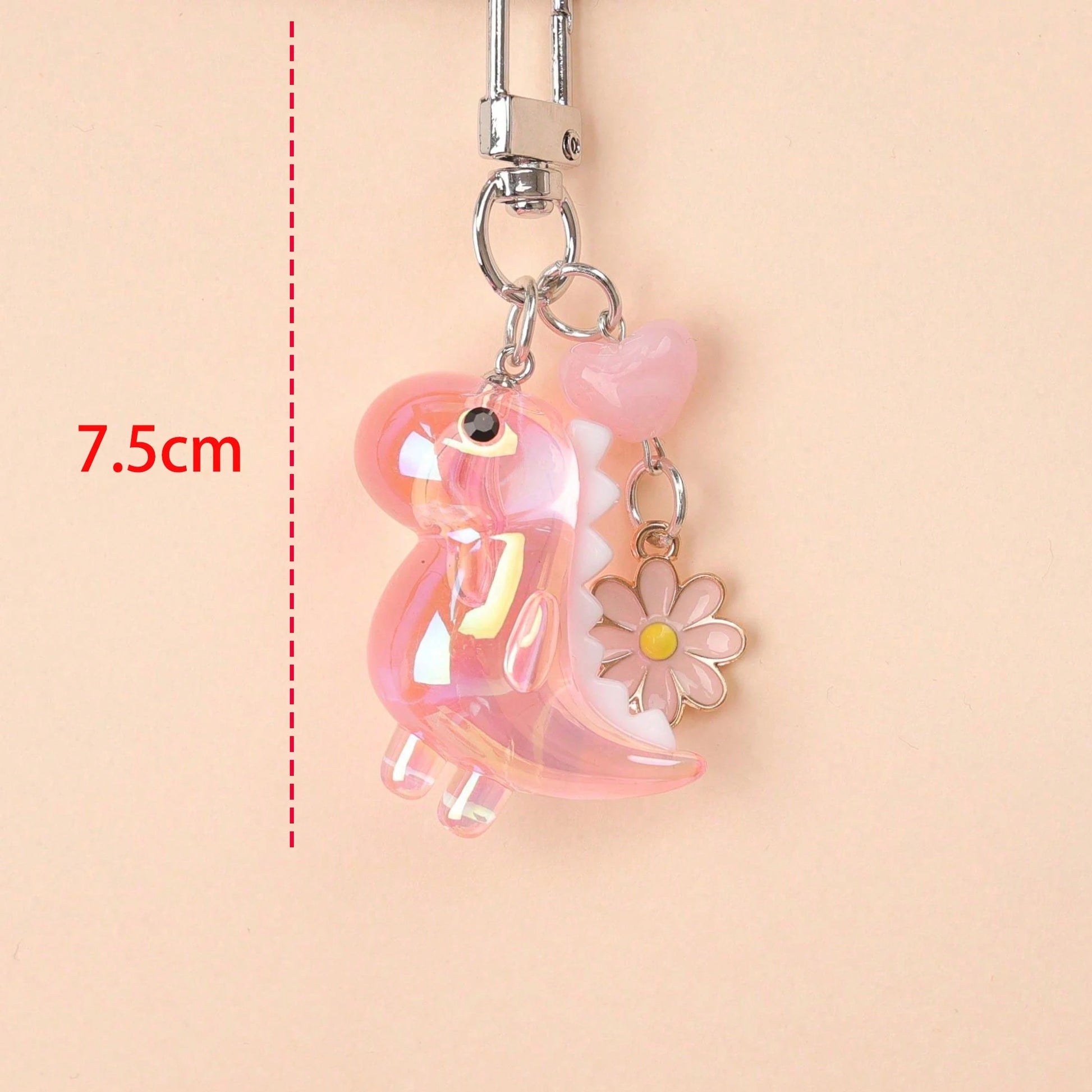 1pc Unisex New Electroplated Iridescent Cute Small Dinosaur Keychain Cartoon DIY Charm, Suitable For Gifts, Bag Decor