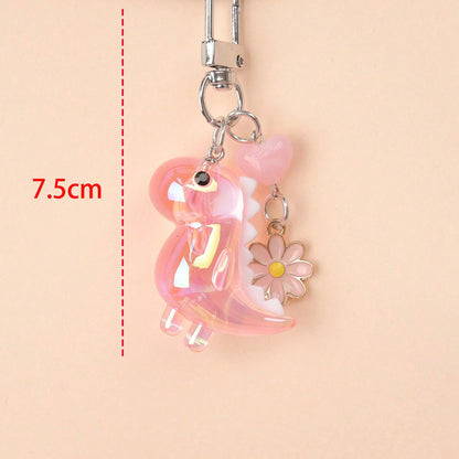 1pc Unisex New Electroplated Iridescent Cute Small Dinosaur Keychain Cartoon DIY Charm, Suitable For Gifts, Bag Decor