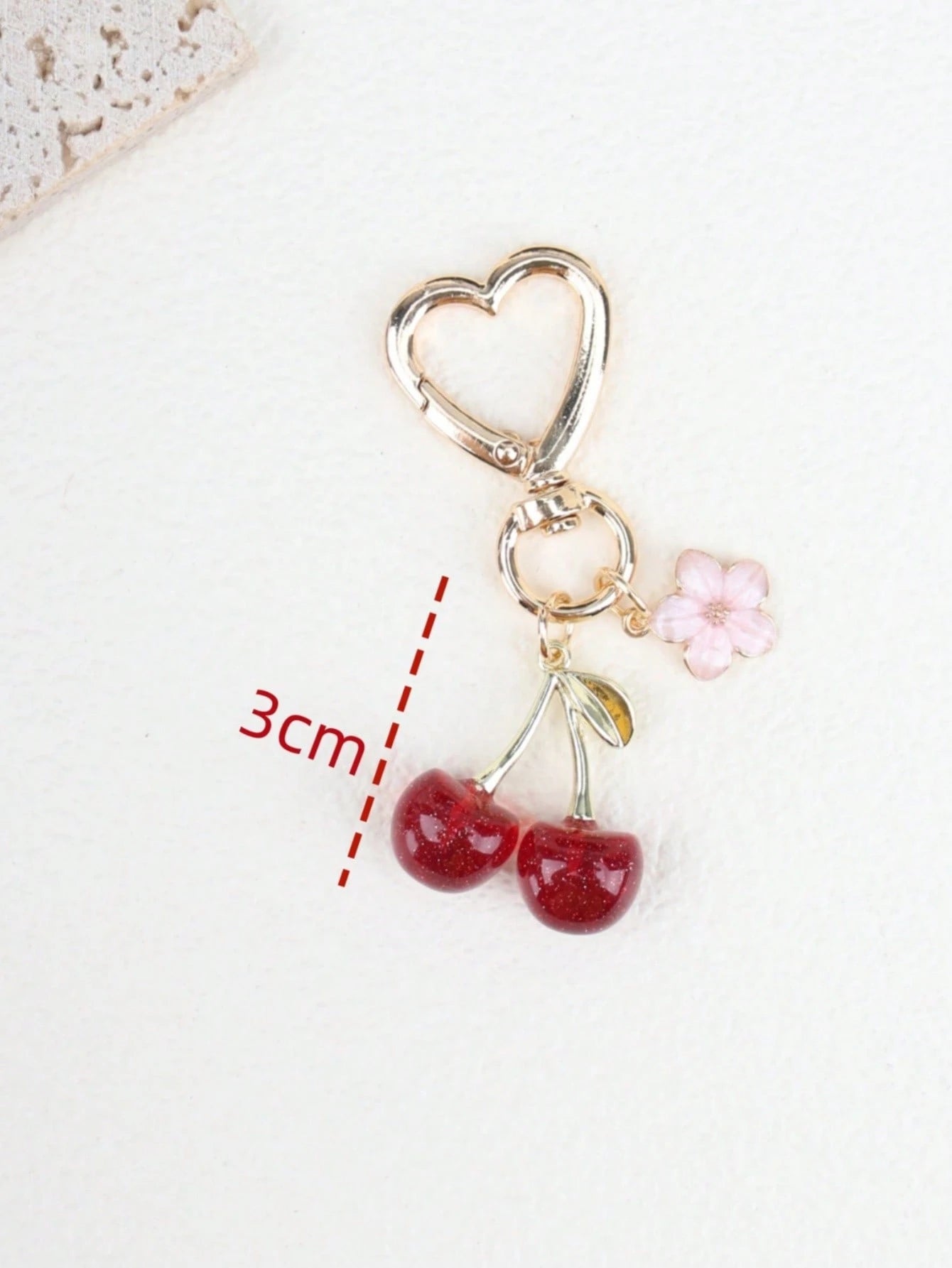 1pc Unisex New Shiny Faux Cherry Keychain Fashionable Delicate 3D Cherry Blossom Decor Bag Charm Jewellery Shine Party Car Accessories For Woman Gifts For Women