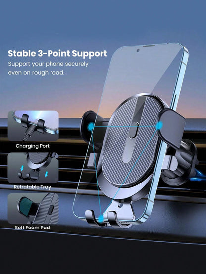 1pc Universal Black ABS Multifunctional Car Phone Holder, Air Vent Mount, Navigation