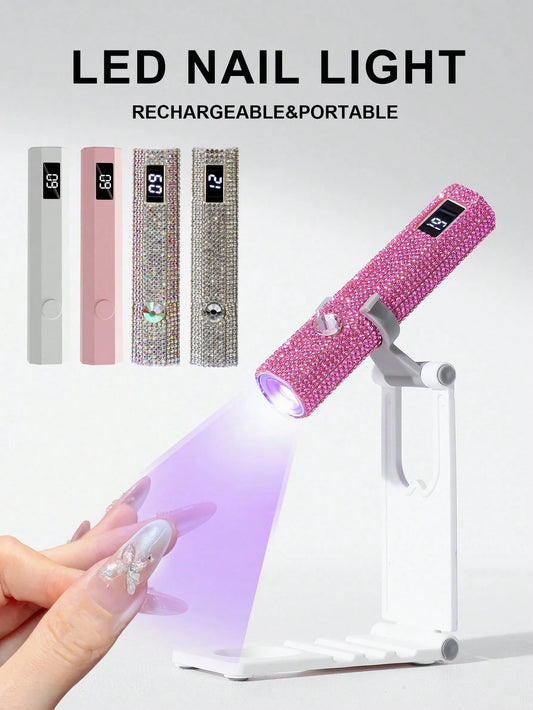 1pc USB Rechargeable Diamond Shaped UV LED Nail Lamp, Mini Portable Nail Gel Curing Light, White Diamond, Nail Art Manicure Lamp, Wearable Nail Dryer, UV Nail Lamp, Hexagon Diamond, Nail Gel Curing La