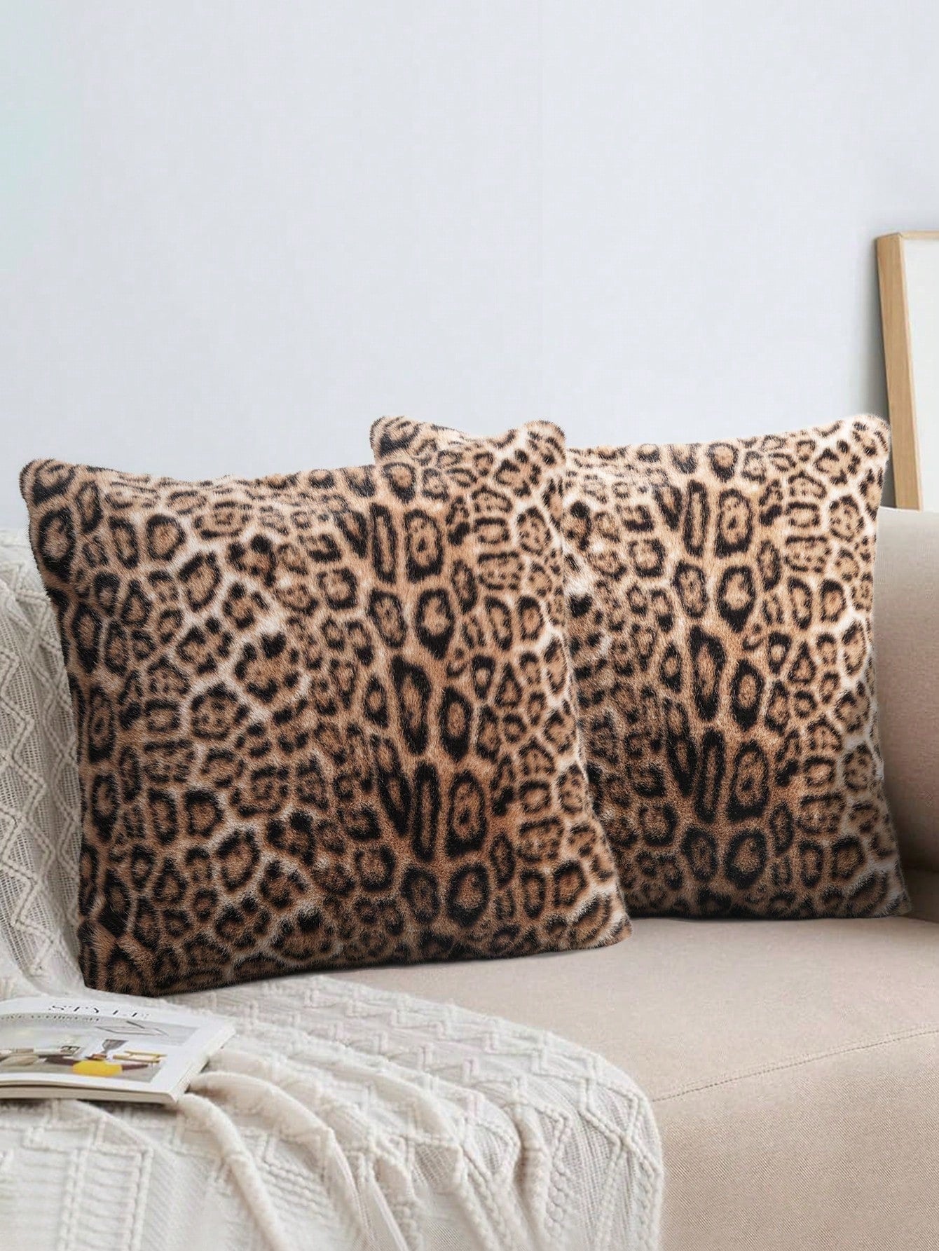 1pc Vintage Leopard Print Plush Pillow Cover, Suitable For Bedroom, Living Room, Sofa, Holiday Decor (Pillow Insert Not Included)